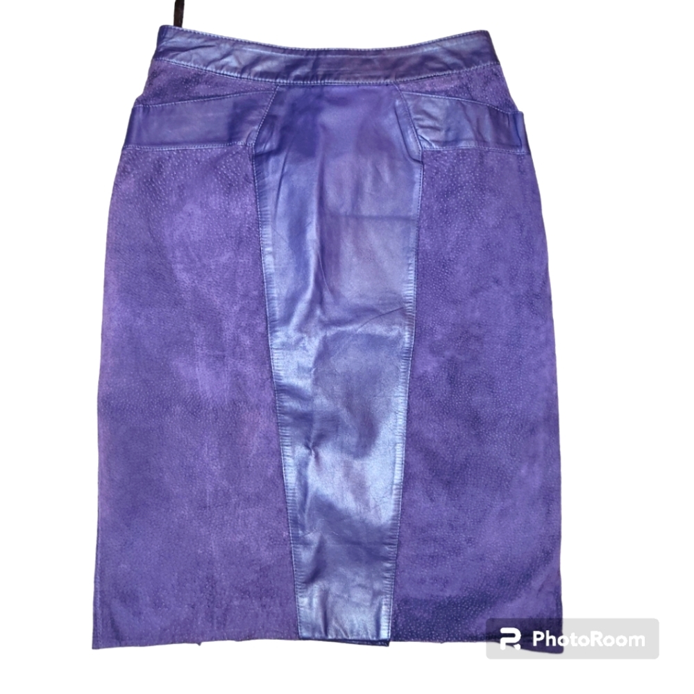 Purple Leather and Suede Skirt